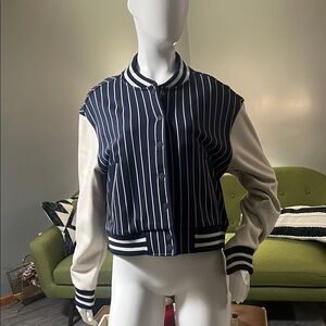 Wilson Navy and White Striped Varsity Jacket